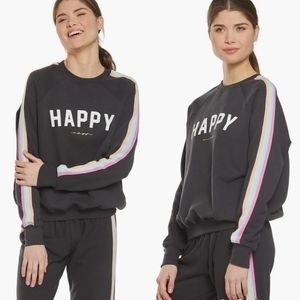 Spiritual Gangster Happy Classic Crew Striped Sweatshirt XS